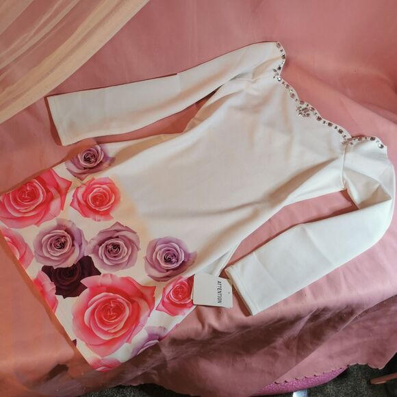 Golds Infinity White Rose Mini Dress Size Small Bodycon Gyaru Gal Fashion Party - Picture 1 of 8